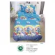 Lenjerie de Pat Single din Finet cu Elastic Pucioasa, 4 Piese, Imprimeu Ursuleți și Curcubeu Albastru, Model S-31