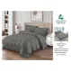 Lenjerie de Pat Dublu din Damasc Premium Super Design Pucioasa, 4 Piese, Cearceaf de Pat cu Elastic 180 x 200 cm, Dungi Hoteliere, Gri Închis, Model V-12