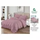 Lenjerie de Pat Dublu din Damasc Premium Super Design Pucioasa, 4 Piese, Cearceaf de Pat cu Elastic 180 x 200 cm, Dungi Hoteliere, Roz Prăfuit, Model V-06