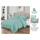 Lenjerie de Pat Dublu din Damasc Premium Super Design Pucioasa, 4 Piese, Cearceaf de Pat cu Elastic 180 x 200 cm, Dungi Hoteliere, Verde Mentă, Model V-08