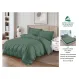 Lenjerie de Pat Dublu din Damasc Premium Super Design Pucioasa, 4 Piese, Cearceaf de Pat cu Elastic 180 x 200 cm, Dungi Hoteliere, Verde Kaki, Model V-07