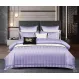 Lenjerie de Pat Dublu din Damasc Premium Pucioasa, 6 Piese, Cearceaf de Pat cu Elastic 180 x 200 cm, Dungi Hoteliere, Lila / Violet Deschis, Model W-10