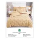 Lenjerie de Pat Dublu din Finet Premium Pucioasa, 4 Piese, cu Pliuri Brodate și Volane, Cearceaf Clasic, Bej / Crem Cald, Model P-5