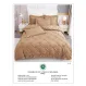 Lenjerie de Pat Dublu din Finet Premium Pucioasa, 4 Piese, cu Pliuri Brodate și Volane, Cearceaf Clasic, Maro Deschis / Camel Uni, Model P-3