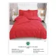 Lenjerie de Pat Dublu din Finet Premium Pucioasa, 4 Piese, cu Pliuri Brodate și Volane, Cearceaf Clasic, Roșu Aprins Uni, Model P-7