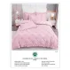 Lenjerie de Pat Dublu din Finet Premium Pucioasa, 4 Piese, cu Pliuri Brodate și Volane, Cearceaf Clasic, Roz Deschis Uni, Model P-4