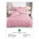 Lenjerie de Pat Dublu din Finet Premium Pucioasa, 4 Piese, cu Pliuri Brodate și Volane, Cearceaf Clasic, Roz Prăfuit Uni, Model P-2