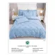 Lenjerie de Pat Dublu din Finet Premium Pucioasa, 4 Piese, cu Pliuri Brodate și Volane, Cearceaf Clasic, Albastru Deschis Uni, Model P-9