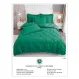Lenjerie de Pat Dublu din Finet Premium Pucioasa, 4 Piese, cu Pliuri Brodate și Volane, Cearceaf Clasic, Verde Smarald Uni, Model P-10