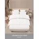 Lenjerie de Pat Dublu din Finet Premium Pucioasa, 6 Piese, cu Pliuri Brodate și Cearceaf cu Elastic, Alb Uni, Model Q-1