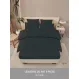 Lenjerie de Pat Dublu din Finet Premium Pucioasa, 6 Piese, cu Pliuri Brodate structural și Cearceaf cu Elastic, Gri Închis / Antracit Uni, Model Q-11