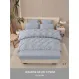 Lenjerie de Pat Dublu din Finet Premium Pucioasa, 6 Piese, cu Pliuri Brodate structural și Cearceaf cu Elastic, Gri Deschis Uni, Model Q-8