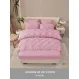 Lenjerie de Pat Dublu din Finet Premium Pucioasa, 6 Piese, cu Pliuri Brodate structural și Cearceaf cu Elastic, Roz Pal / Roz Deschis Uni, Model Q-2