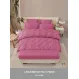 Lenjerie de Pat Dublu din Finet Premium Pucioasa, 6 Piese, cu Pliuri Brodate structural și Cearceaf cu Elastic, Roz Prăfuit, Model Q-6