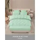 Lenjerie de Pat Dublu din Finet Premium Pucioasa, 6 Piese, cu Pliuri Brodate și Cearceaf cu Elastic, Verde Mentă Uni, Model Q-10