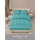 Lenjerie de Pat Dublu din Finet Premium Pucioasa, 6 Piese, cu Pliuri Brodate și Cearceaf cu Elastic, Turcoaz Uni, Model Q-13