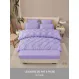 Lenjerie de Pat Dublu din Finet Premium Pucioasa, 6 Piese, cu Pliuri Brodate structural și Cearceaf cu Elastic, Lila / Violet Deschis Uni, Model Q-12