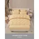 Lenjerie de Pat Dublu din Finet Premium Pucioasa, 6 Piese, cu Pliuri Brodate structural și Cearceaf cu Elastic, Crem / Bej Deschis Uni, Model Q-5