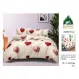 Lenjerie de Pat Dublu din Finet cu Cearceaf cu Elastic, Model Romantic cu Inimi Pucioasa, 4 Piese