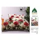 Lenjerie de Pat Dublu din Finet cu Cearceaf cu Elastic, Model Romantic cu Trandafiri Pucioasa, 4 Piese