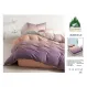Lenjerie de Pat Dublu din Finet cu Cearceaf cu Elastic, Model Elegant în Degradé Mov-Piersică Pucioasa, 4 Piese