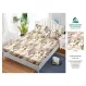 Husă cu elastic din finet model iepurași pufoși și flori de cireș roz cu 2 fețe perna 160x200 cm