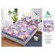 Husă cu elastic din finet model scoici și perle pe fundal violet-lila cu 2 fețe perna 160x200 cm