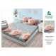 Husă cu elastic din finet model trandafiri roz 3D cu perle și fluturi pe fundal gri cu 2 fețe perna 160x200 cm