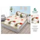 Husă cu elastic din finet model inimi mari și flori crem, alb și roșu cu 2 fețe perna 160x200 cm