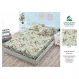 Husă cu elastic din finet model trandafiri mari bej-aurii pe fundal turcoaz deschis cu 2 fețe perna 160x200 cm