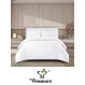 Lenjerie de Pat Dublu din Damasc Premium, 4 Piese, Cearceaf de Pat cu Elastic 180x200 cm, Model Pătrățele Alb