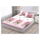Set Husă de Pat din Finet cu Elastic, 180x200 cm, Model Flori Roz, 2 Fețe de Pernă
