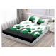 Set Husă de Pat din Finet cu Elastic, 180x200 cm, Model Geometric Verde și Negru, 2 Fețe de Pernă
