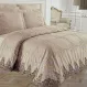 Set pike premium cu cuvertură și dantelă EBRU Cappuccino, 3 piese