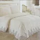 Set pike premium cu cuvertură și dantelă EBRU Crem, 3 piese