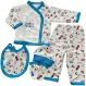 Set 4 Serii Compleu Pentru Bebeluși 5 Piese Bumbac 100% Cu Model Imprimat Albastru Mărimi 22-24
