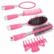 Set 5 Accesorii pentru Păr: Perie Rotundă, Perie Ovală, Pieptăn, Oglindă și Clamă, Roz