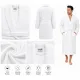 Set Complet Baie: 1 Halat Velur Mărime L/XL și 2 Prosoape, Alb