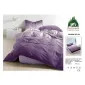 Lenjerie de Pat Dublu din Finet cu Cearceaf cu Elastic, Model Elegant în Degradé Mov Pucioasa, 4 Piese