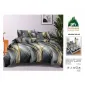 Lenjerie de Pat Dublu din Finet cu Cearceaf cu Elastic, Model Elegant Abstract Auriu și Gri Pucioasa, 4 Piese