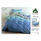 Lenjerie de Pat Dublu din Finet cu Cearceaf cu Elastic, Model Elegant în Degradé Albastru-Verde Pucioasa, 4 Piese