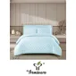 Lenjerie de Pat Dublu din Damasc Premium, 4 Piese, Cearceaf de Pat cu Elastic 180x200 cm, Model Pătrățele Bleu