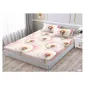 Set Husă de Pat din Finet cu Elastic, 180x200 cm, Model Păpădii Roz, 2 Fețe de Pernă