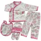 Set 4 Serii Compleu Pentru Bebeluși 5 Piese Bumbac 100% Cu Model Imprimat Roz Mărimi 22-24